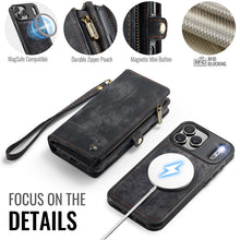 Load image into Gallery viewer, Casekis Wrist Strap Zipper Wallet Phone Case Black