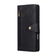 Load image into Gallery viewer, Casekis Studded Zip Leather Wallet Wristlet Phone Case Black
