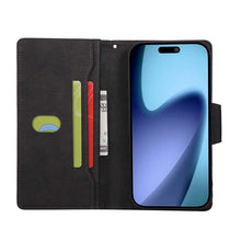 Load image into Gallery viewer, Casekis Studded Zip Leather Wallet Wristlet Phone Case Black