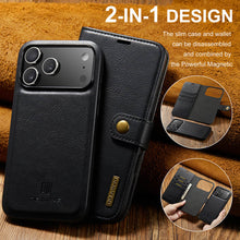 Load image into Gallery viewer, Casekis Detachable Leather Wallet Phone Case Black