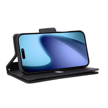 Load image into Gallery viewer, Casekis Studded Zip Leather Wallet Wristlet Phone Case Black