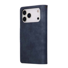 Load image into Gallery viewer, Casekis Studded Zip Leather Wallet Wristlet Phone Case Blue