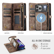 Load image into Gallery viewer, Casekis Wrist Strap Zipper Wallet Phone Case Brown