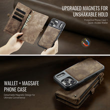 Load image into Gallery viewer, Casekis Wrist Strap Zipper Wallet Phone Case Brown