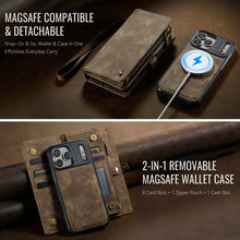 Load image into Gallery viewer, Casekis Wrist Strap Zipper Wallet Phone Case Brown