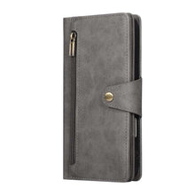 Lade das Bild in den Galerie-Viewer, Casekis Studded Zip Leather Wallet Wristlet Phone Case Gray