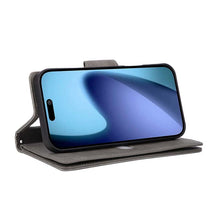 Lade das Bild in den Galerie-Viewer, Casekis Studded Zip Leather Wallet Wristlet Phone Case Gray