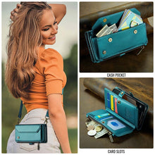 Load image into Gallery viewer, Casekis Cardholer Zipper Wallet Crossbody Phone Case Green