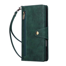 Carica l'immagine nel visualizzatore di Gallery, Casekis Studded Zip Leather Wallet Wristlet Phone Case Green