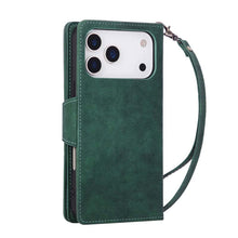Carica l'immagine nel visualizzatore di Gallery, Casekis Studded Zip Leather Wallet Wristlet Phone Case Green