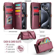 Carregar imagem no visualizador da galeria, Casekis Cardholer Zipper Wallet Crossbody Phone Case Red
