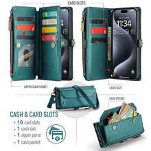 Carregar imagem no visualizador da galeria, Casekis Cardholer Zipper Wallet Crossbody Phone Case Green