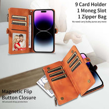 Carica l'immagine nel visualizzatore di Gallery, Casekis Zipper RFID Wallet Phone Case Brown