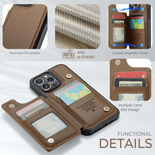 Load image into Gallery viewer, Casekis RFID Cardholder Wallet Phone Case Brown