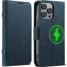 Load image into Gallery viewer, Casekis Leather Wallet Phone Case compatible with MagSafe Blue