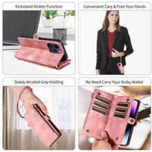 Muat gambar ke penampil Galeri, Casekis Zipper RFID Wallet Phone Case Pink