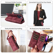 Load image into Gallery viewer, Casekis Zipper RFID Wallet Phone Case Red Wine