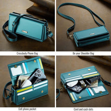Carica l'immagine nel visualizzatore di Gallery, Casekis Multifunctional Leather Crossbody Phone Bag Green