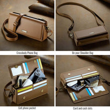 Load image into Gallery viewer, Casekis Multifunctional Leather Crossbody Phone Bag Brown