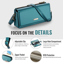 Carica l'immagine nel visualizzatore di Gallery, Casekis Multifunctional Leather Crossbody Phone Bag Green