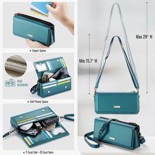 Carica l'immagine nel visualizzatore di Gallery, Casekis Multifunctional Leather Crossbody Phone Bag Green