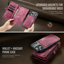 गैलरी व्यूवर में इमेज लोड करें, Casekis Wrist Strap Zipper Wallet Phone Case Red