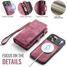 गैलरी व्यूवर में इमेज लोड करें, Casekis Wrist Strap Zipper Wallet Phone Case Red