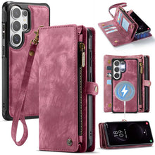 गैलरी व्यूवर में इमेज लोड करें, Casekis Wrist Strap Zipper Wallet Phone Case Red