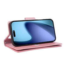 Load image into Gallery viewer, Casekis Studded Zip Leather Wallet Wristlet Phone Case Rose Gold