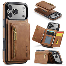 Load image into Gallery viewer, Casekis RFID Magnetic Detachable Leather Wallet Phone Case Brown