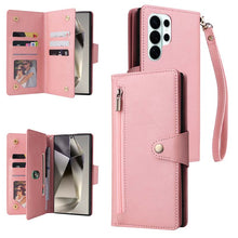 Load image into Gallery viewer, Casekis Studded Zip Leather Wallet Wristlet Phone Case Rose Gold
