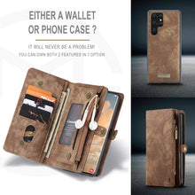 Load image into Gallery viewer, Casekis Zipper Wallet PU Leather Case Brown