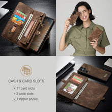 Load image into Gallery viewer, Casekis Zipper Wallet PU Leather Case Brown
