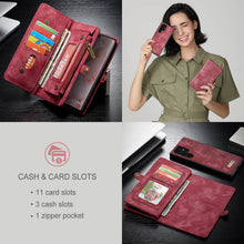 Load image into Gallery viewer, Casekis Zipper Wallet PU Leather Case Red