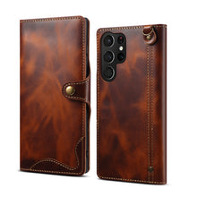 Carregar imagem no visualizador da galeria, Casekis Genuine Cowhide Leather Button Flip Phone Case For Galaxy S22 Ultra 5G