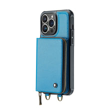 गैलरी व्यूवर में इमेज लोड करें, Casekis Zipper Crossbody Wallet RFID Phone Case Blue