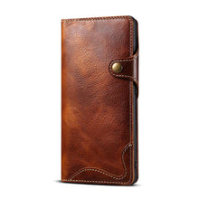Load image into Gallery viewer, Genuine Cowhide Leather Button Flip Phone Case For Samsung Galaxy S21 Ultra 5G - Casekis
