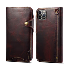 Muat gambar ke penampil Galeri, Casekis Genuine Cowhide Leather Button Flip Phone Case Red