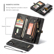 Load image into Gallery viewer, Casekis Zipper Wallet PU Leather Case Black
