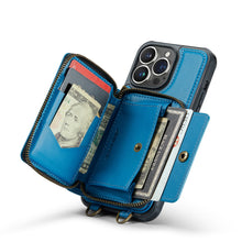 गैलरी व्यूवर में इमेज लोड करें, Casekis Zipper Crossbody Wallet RFID Phone Case Blue