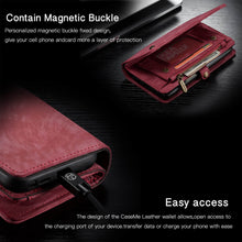 Load image into Gallery viewer, Casekis Zipper Wallet PU Leather Case Red
