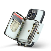 Carica l'immagine nel visualizzatore di Gallery, Casekis Zipper Crossbody Wallet RFID Phone Case White