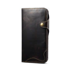 Carica l'immagine nel visualizzatore di Gallery, Casekis Genuine Cowhide Leather Button Flip Phone Case Black