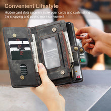 Load image into Gallery viewer, Casekis Zipper Wallet PU Leather Case Black