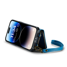 गैलरी व्यूवर में इमेज लोड करें, Casekis Zipper Crossbody Wallet RFID Phone Case Blue