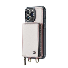 Load image into Gallery viewer, Casekis Zipper Crossbody Wallet RFID Phone Case Rose Gold