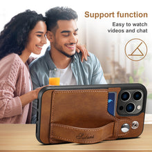Load image into Gallery viewer, Casekis Wristband Stand Phone Case Brown
