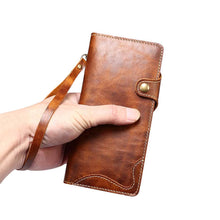 Load image into Gallery viewer, Genuine Cowhide Leather Button Flip Phone Case For Samsung Galaxy S21 5G - Casekis