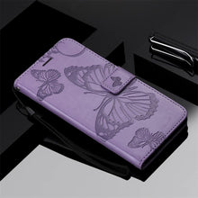 Load image into Gallery viewer, Casekis Embossed Butterfly Wallet Phone Case Purple

