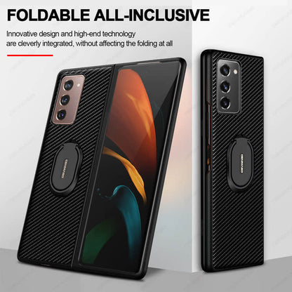 Samsung Galaxy Z Fold 3/Fold 2 Luxury Carbon Fiber Texture Leather Stand Shockproof Case - Casekis